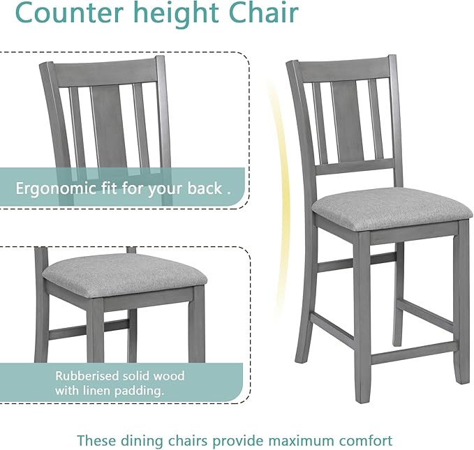 KEIKI 5-Piece Counter Height Dining Table Set - Image 6