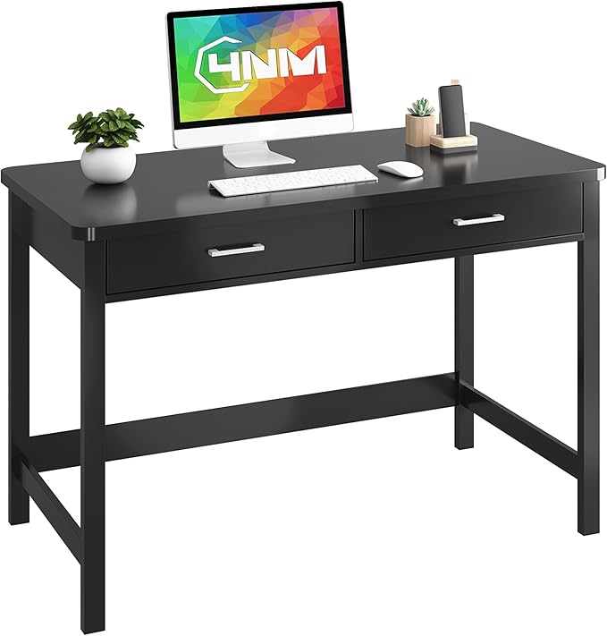 4NM 39.4" Small Desk with Wood Drawers, Home Office Computer Desk with Wooden by 4NM