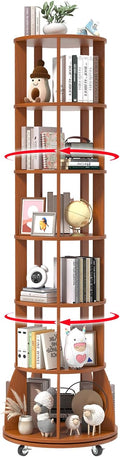 6 Tier Rotating Bookshelf with Locking Casters, 360° Spinning Vertical Bookcase by WelcometoIABIFO