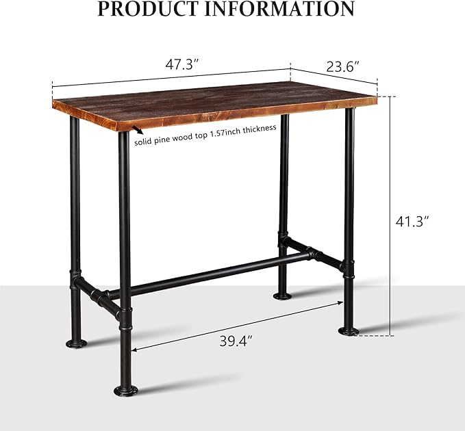 Diwhy DIY Industrial Design Pipe Dining Table Casual Pub BAR Laptop Table - Image 3