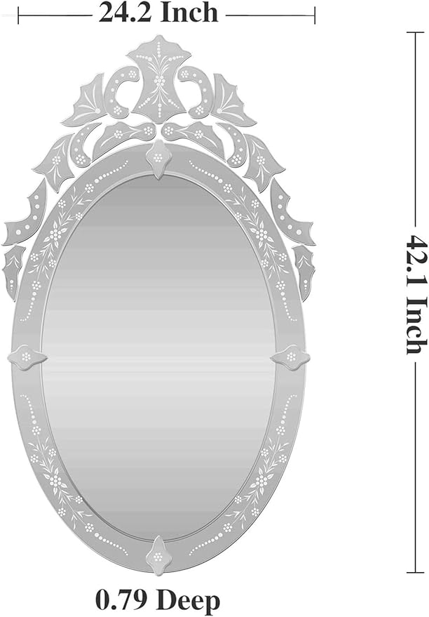 KOHROS Oval Bathroom Mirror 42" x 24" Venetian Mirror - Image 2