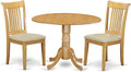 East West Furniture DLPO3-OAK-C 3 Piece Dining Set Contains a Round Dining Table by EastWestFurniture