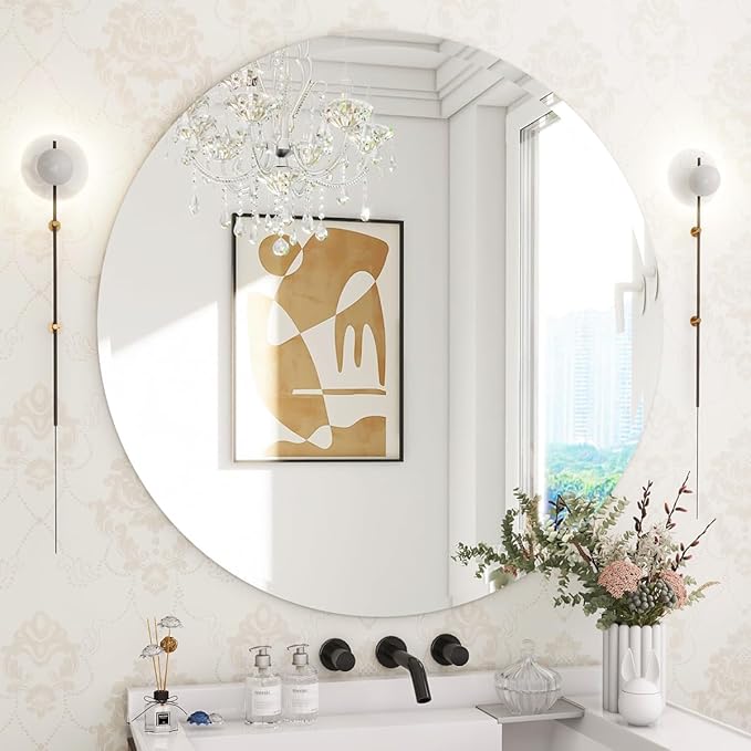 KOHROS Round Bathroom Mirror 32" x 32" Large Circle Mirror by KOHROS