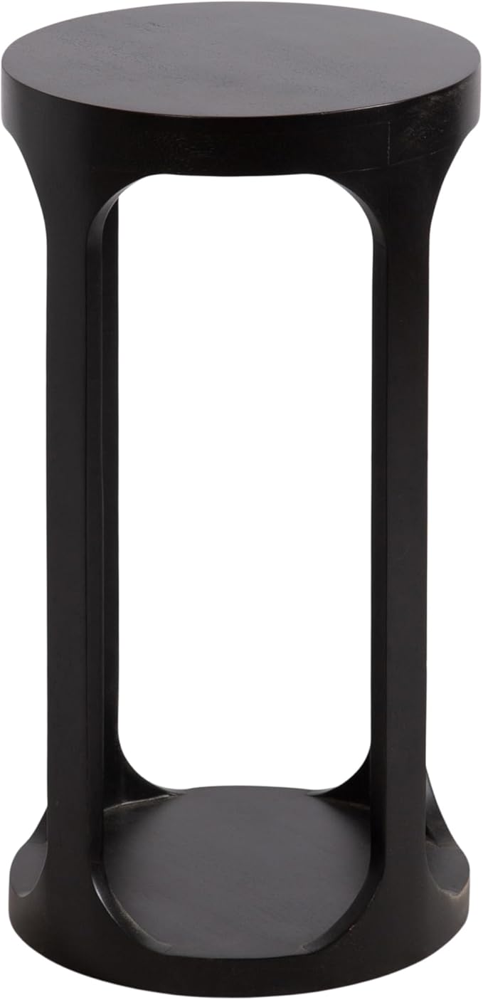 Kate and Laurel Dahl Modern Slatted Wooden Round Drink Table; 12 x 23; Black; - Image 9