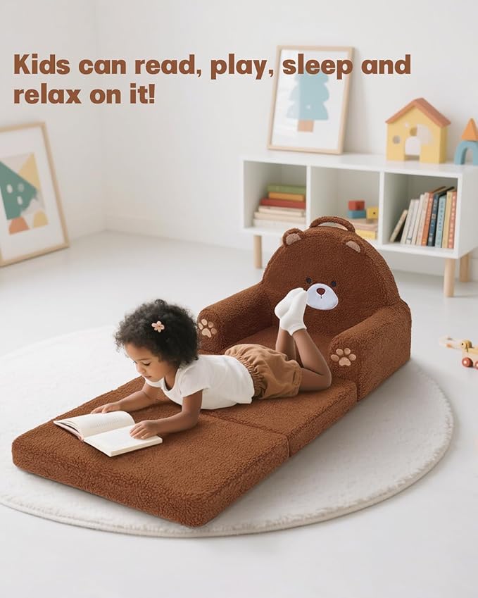 MOONBEEKI 2-in-1 Foldable Toddler Couch, Soft Sherpa Fabric - Image 5