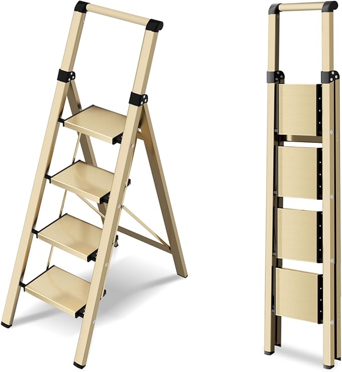 4 Step Ladder, Lightweight Folding Step Stool by STEPLADDER