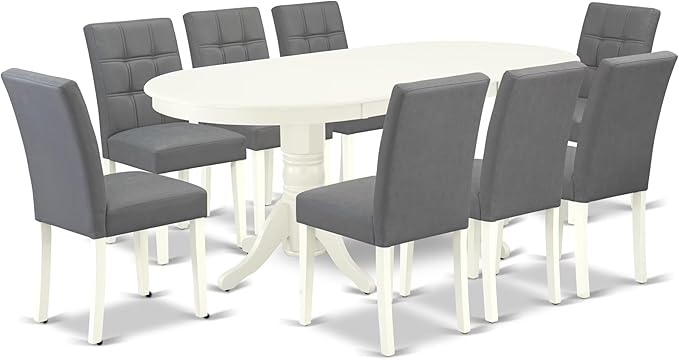 East West Furniture VAAS9-LWH-41 9 Piece Modern Dining Table Set Includes A by EastWestFurniture