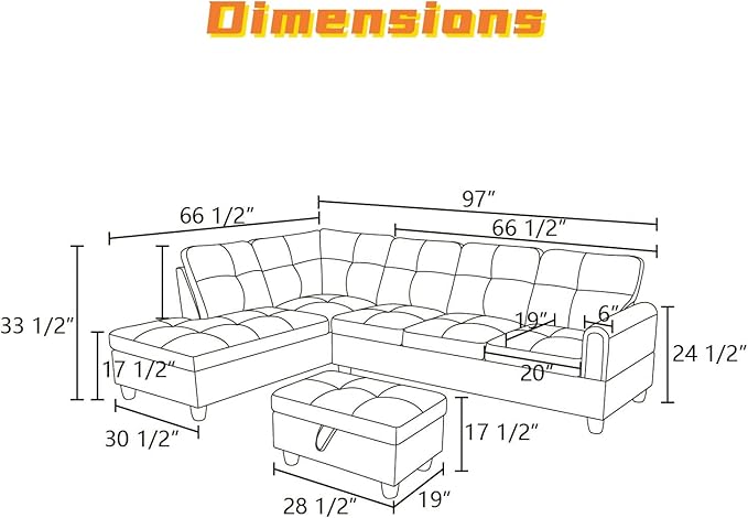 L Shaped Sectional Couch with Otttoman, Apartments - Image 2