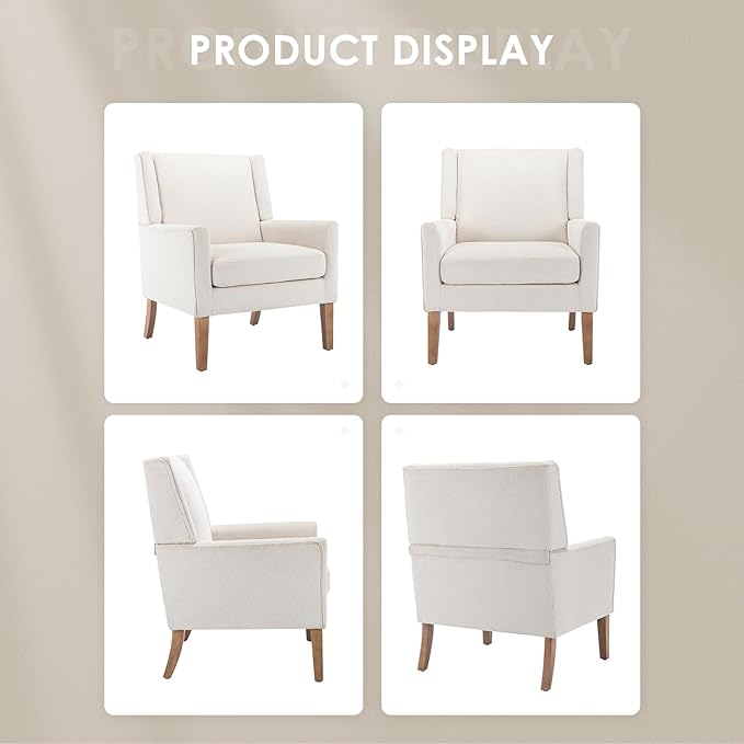 COLAMY Modern Wingback Living Room Chair, Upholstered Fabric Accent Armchair - Image 9