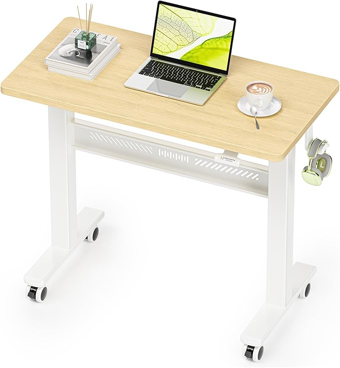 Mobile Walking Pad Desk with Wheels, Pneumatic Small Rolling Standing Desk - Image 9