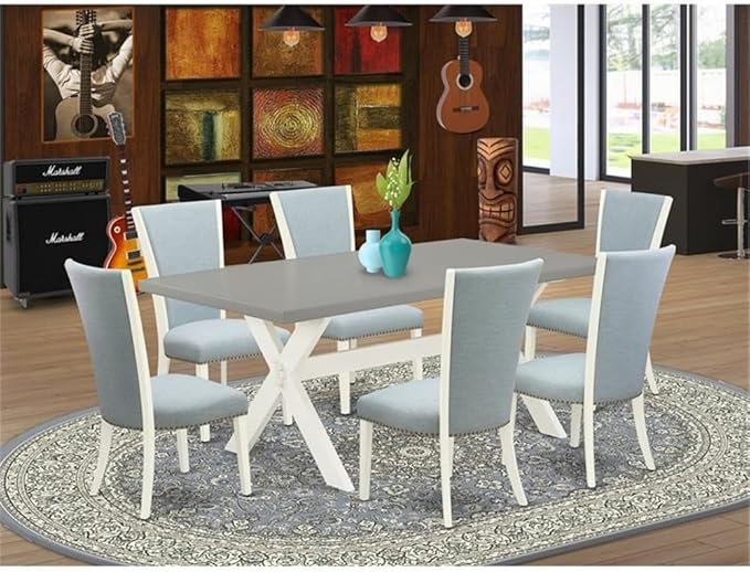 East West Furniture X097VE215-7 7 Piece Dining Table Set Consist of a Rectangle - Image 2