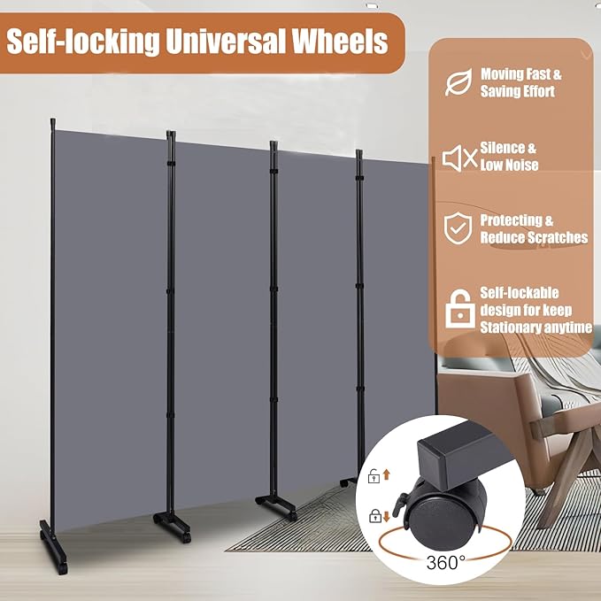 Room Divider Portable 88'' Partition Room Dividers and Folding Privacy Screens - Image 2