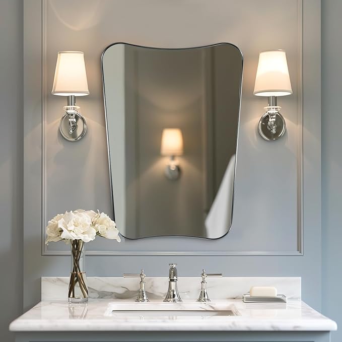 ANDY STAR Chrome Mirror for Bathroom, 22x30 Inch Asymmetrical Mirror, Polished - Image 3
