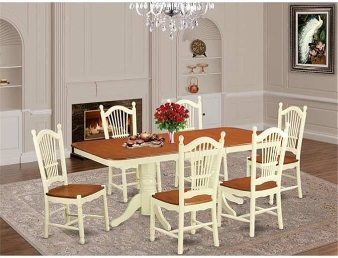 East West Furniture NADO7-WHI-W 7 Piece Dining Room Furniture Set Consist of a - Image 2