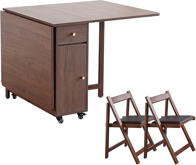 Walnut Drop Leaf Folding Dining Table by HOME