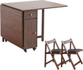Walnut Drop Leaf Folding Dining Table by HOME