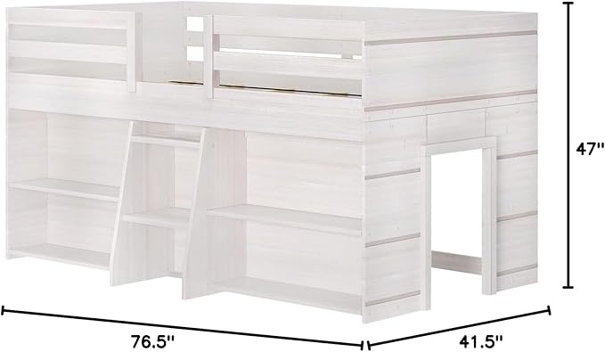 Max & Lily Modern Farmhouse Low Loft Bed, Twin Bed Frame - Image 2