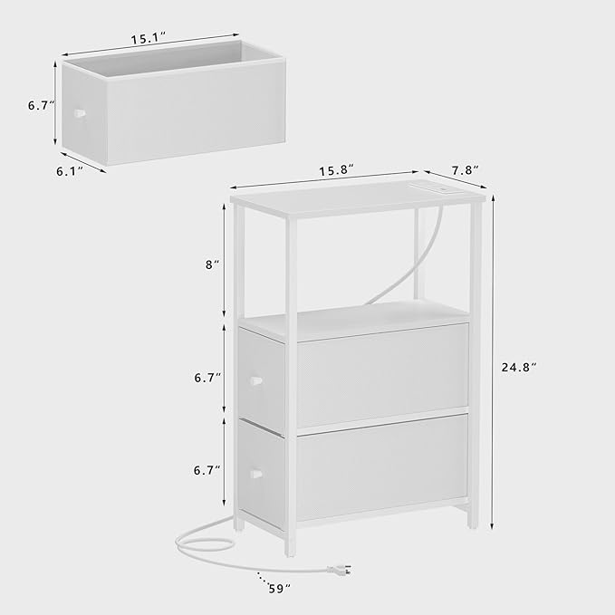 TUTOTAK Small Narrow LED End Table - Image 3