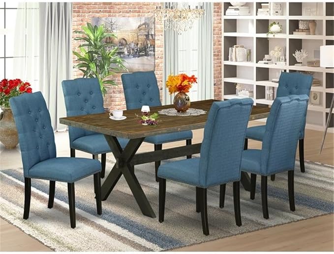East West Furniture X677EL121-7 7 Piece Dining Table Set Consist of a Rectangle - Image 2