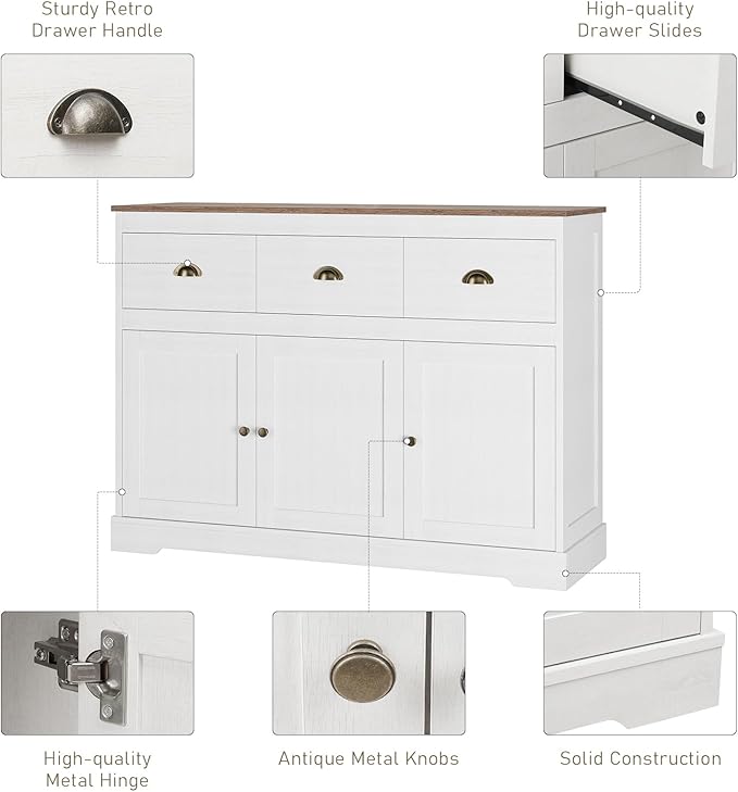 Keyluv Buffet Cabinet Storage Kitchen Sideboard Farmhouse Buffet Server Bar - Image 7