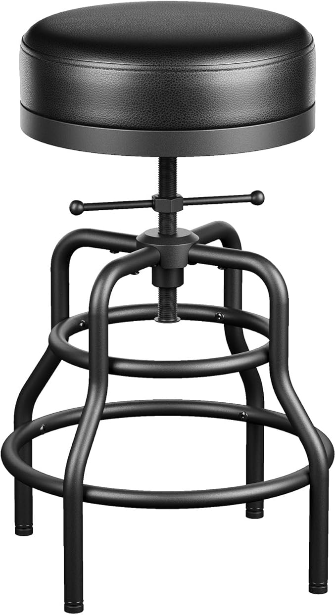 Adjustable Height Swivel Bar Stool, 22-29 Inch Industrial Vintage Bar Counter - Image 9
