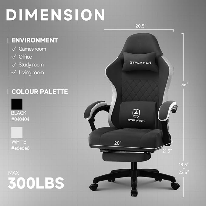 GTPLAYER Office Chair, Gaming Computer Desk Fabric Chair - Image 3