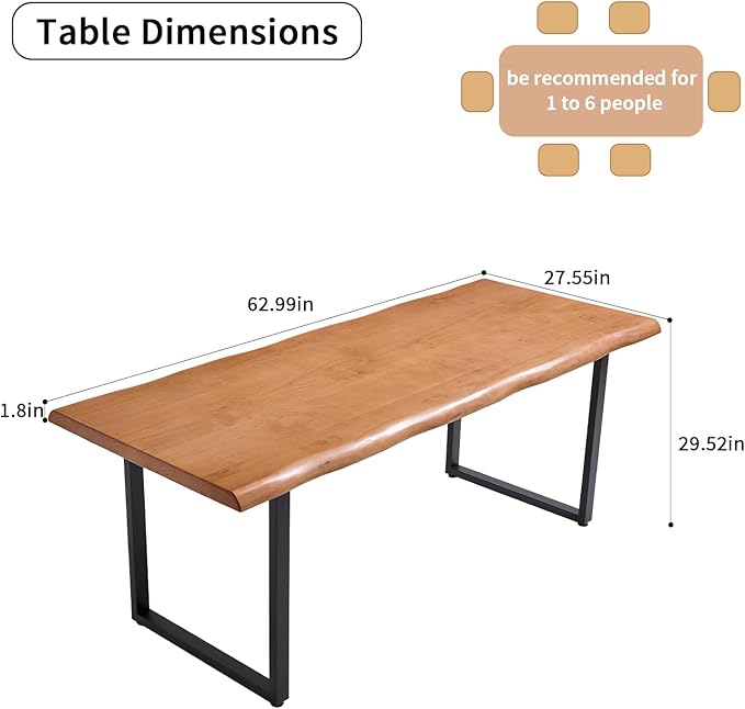 Solid Wood Office Desk, Dining Table, Desk -55 to 62 inches, Modern Farmhouse - Image 3