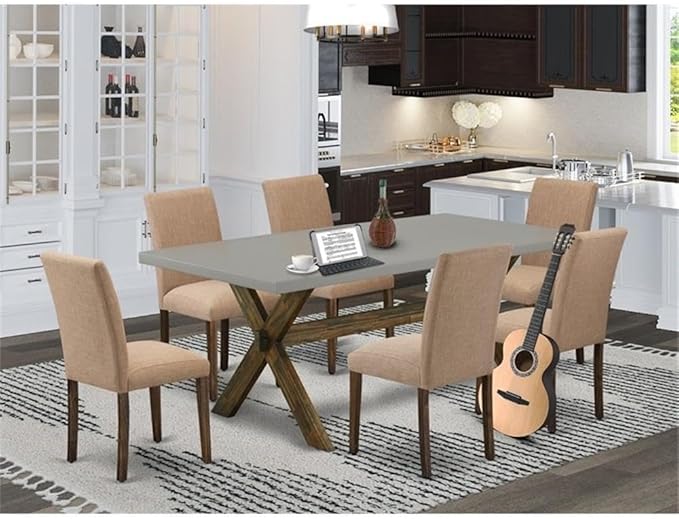 East West Furniture X797AB747-7 7 Piece Dining Table Set Consist of a Rectangle - Image 2