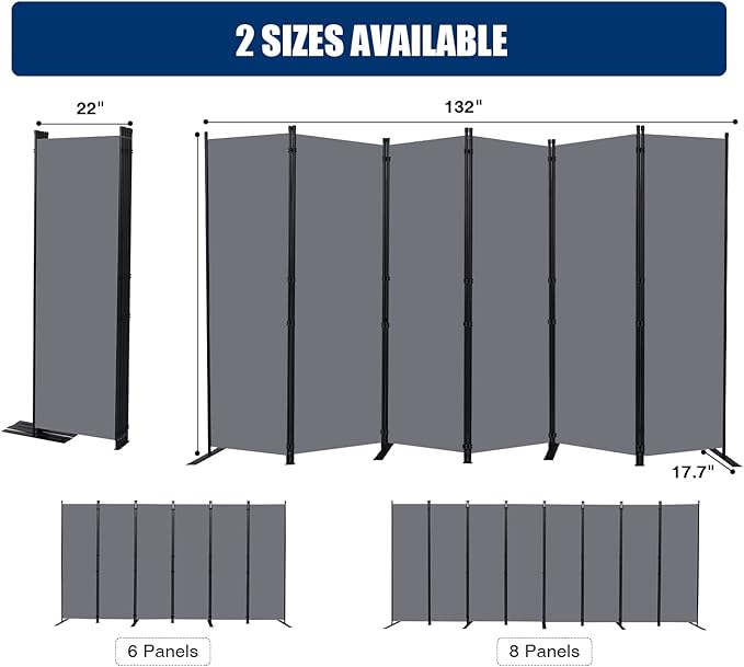 Room Divider and Folding Privacy Screens， 6 Panel Wide Room Divider Wall Screen - Image 5
