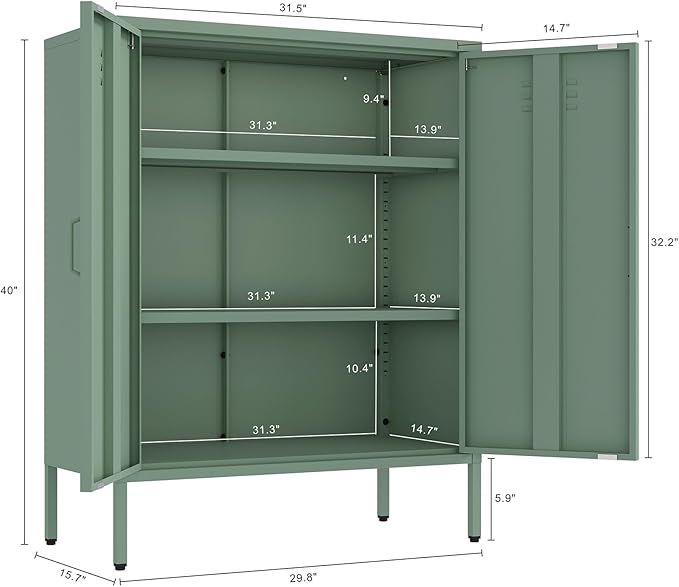 Manhattan Comfort Naomi Modern Metal Accent Cabinet, Minimalist Storage Cabinet - Image 3