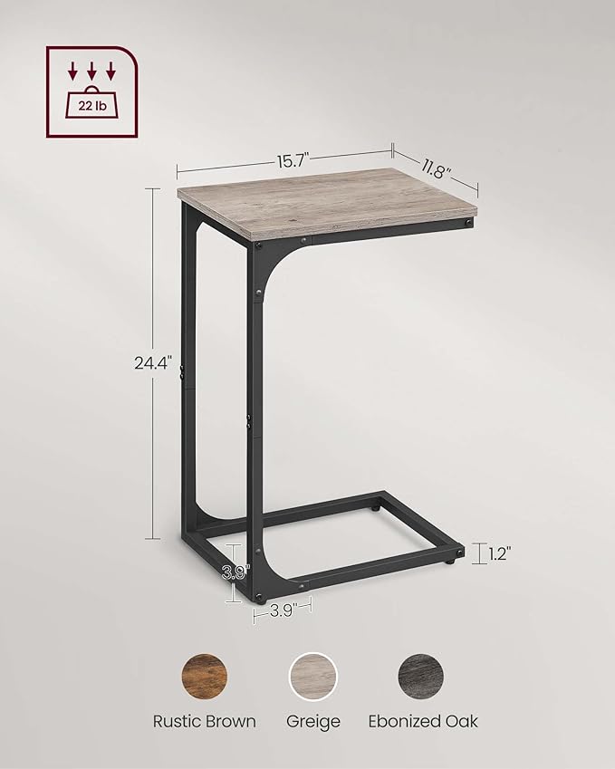 VASAGLE C-Shaped End Table Set of 2, Small Side Table - Image 6