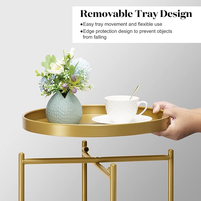 danpinera 2-Tier End Table, Outdoor Side Table, Metal Round Desk - Image 7