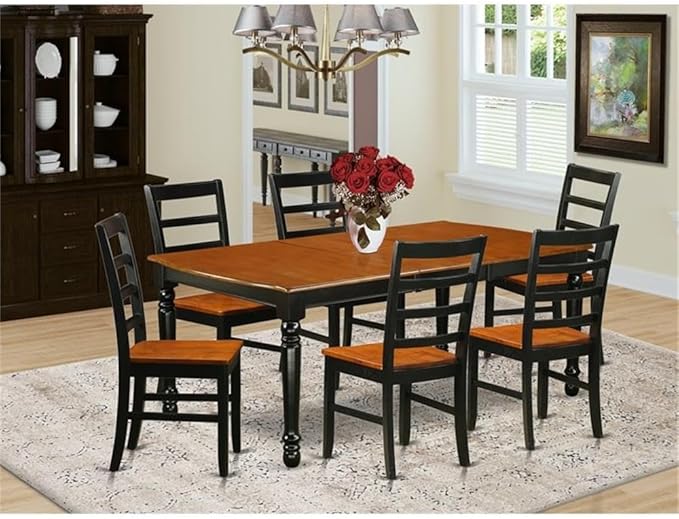 East West Furniture DOPF7-BCH-W 7 Piece Kitchen Table & Chairs Set Consist of a - Image 2