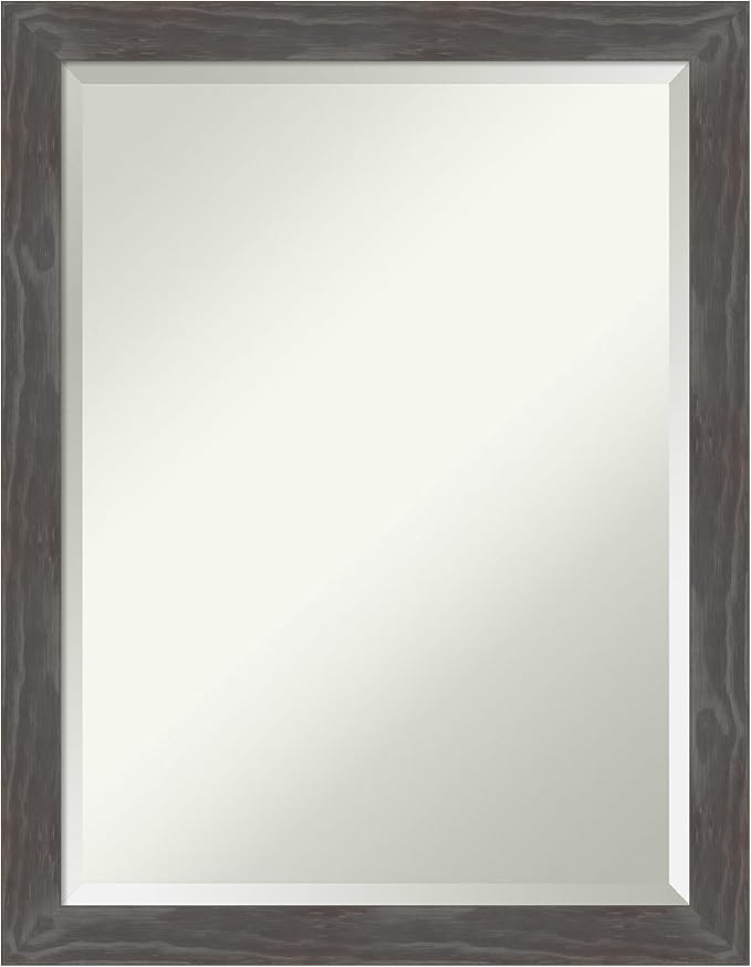 Amanti Art Grey Wall Mirror 27x21 Woodridge Rustic Grey Rectangle Bathroom by AmantiArt