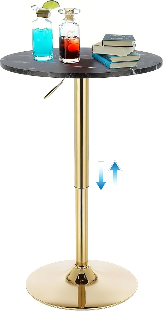 Gold Bar Table Round Cocktail Tables Height Adjustable 27.9''-35.4'' Pub Table by YHGSYXL
