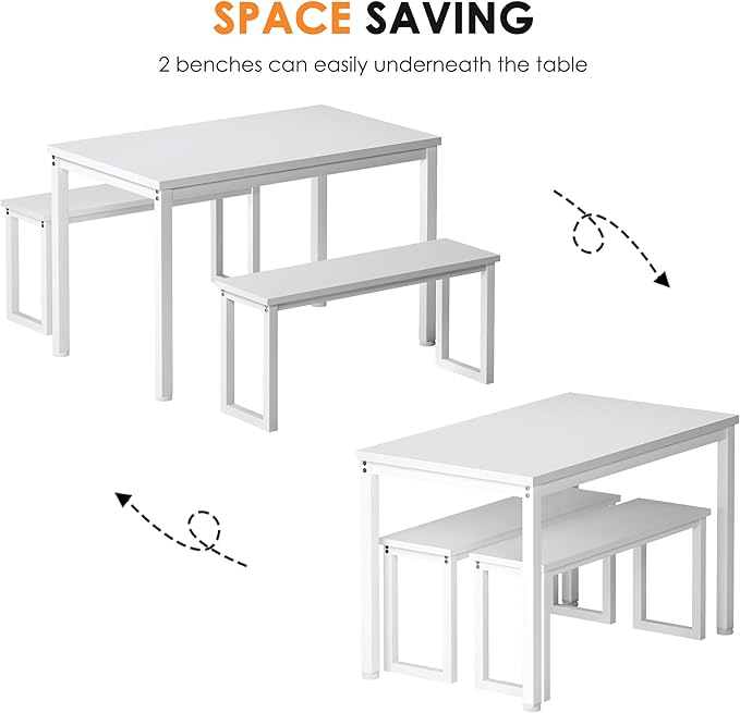 Soges Industrial Style White Dining Table Set - Image 5