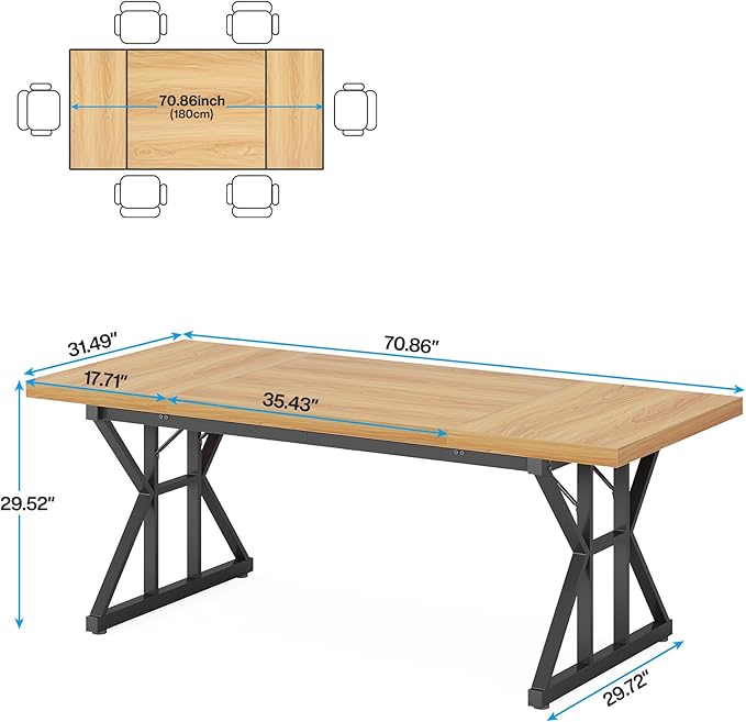 Tribesigns Farmhouse Dining Table - Image 2