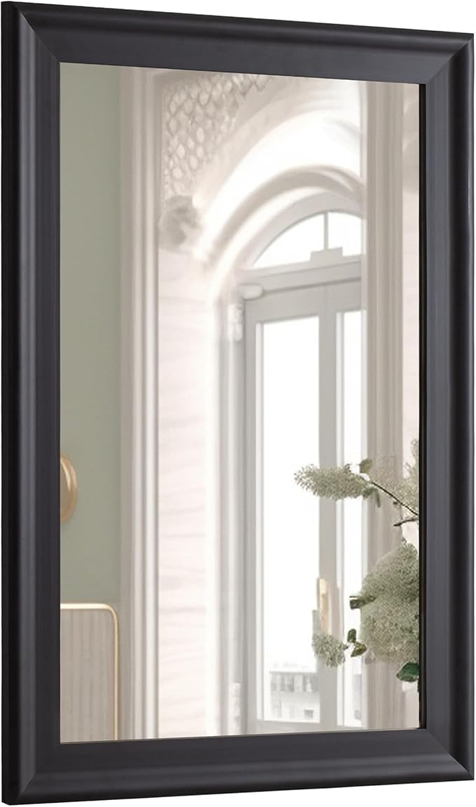 CULER Black Wood Wall Mirror for Bathroom, Rectangle Rustic 24 x 36 inch by Culer