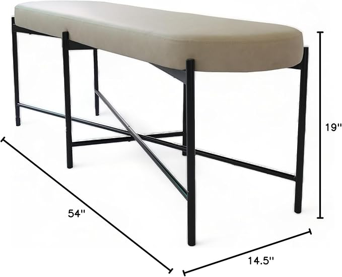 54” upholstered Vegan Leather Accent Ottoman Bench - Image 2