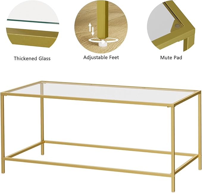 Glass Coffee Table, Modern Rectangular Coffee Table - Image 5