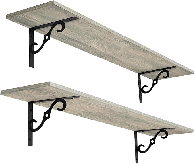 DINZI LVJ Long Wall Shelves, 31.5 Inch Large Floating Shelves Set of 2 by DINZILVJ