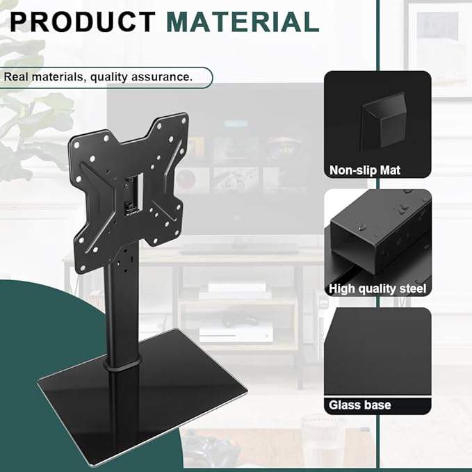 Universal TV Stand for 13"–43" TVs Swivel 4 Level Height Adjustable Table Top - Image 6