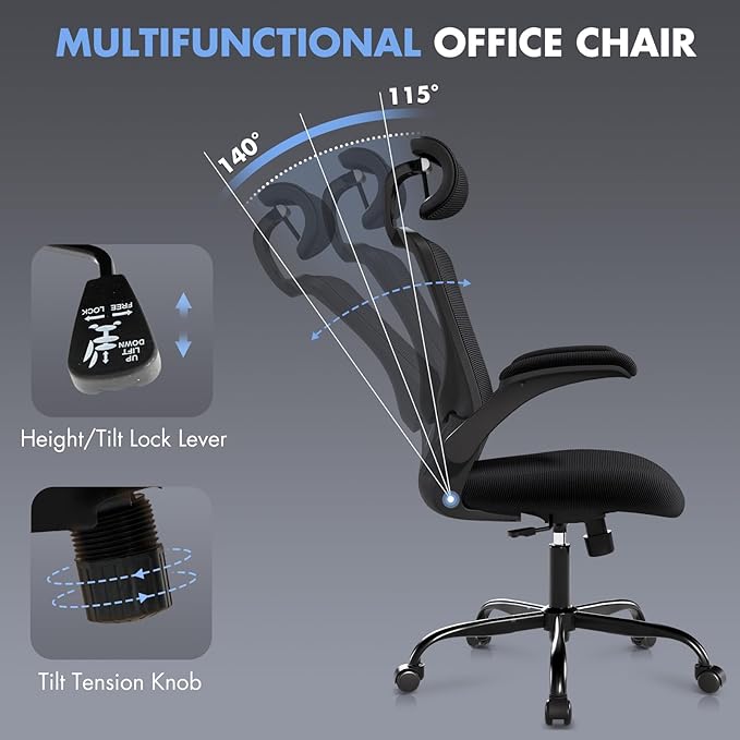 Ergonomic Office Chair with Adjustable Lumbar Support & Headrest – High Back - Image 5