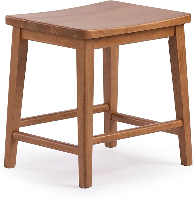 Plank+Beam Smythe Dining Stool, Sturdy Wood Modern Kitchen Stool, Saddle Seat - Image 4
