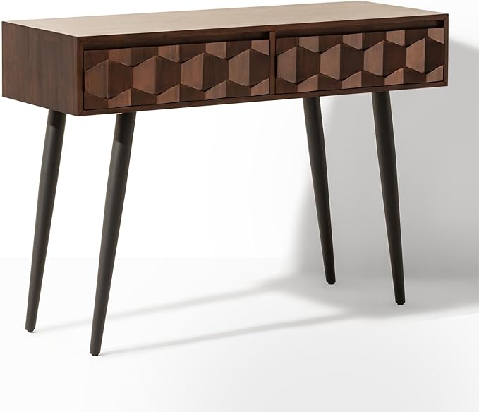 Bme Console Modern Mid-Century 2 Drawers, Unique Geometric Design Sofa Table - Image 3
