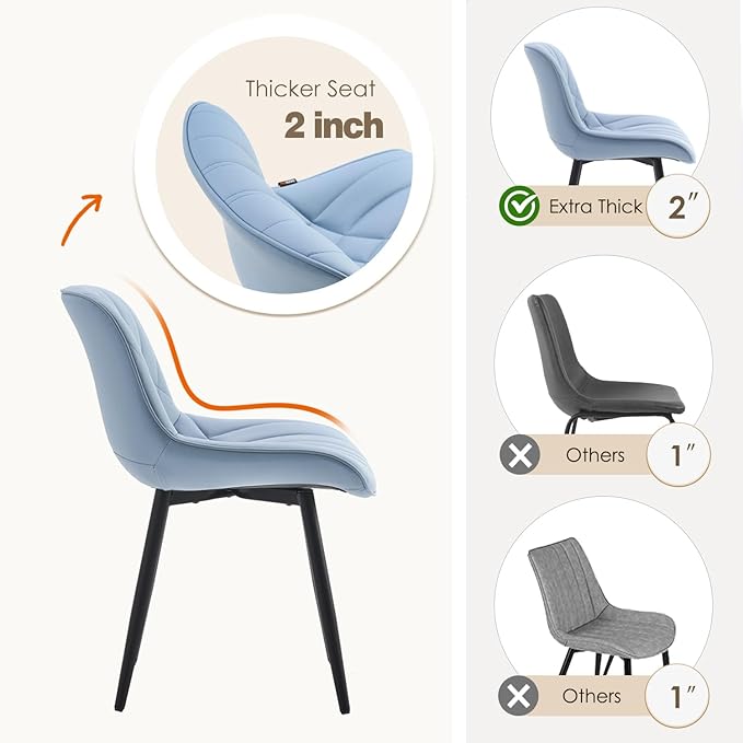 YOUNUOKE Dining Chairs Set of 2 Mid Century Modern Kitchen Chair Comfortable - Image 4