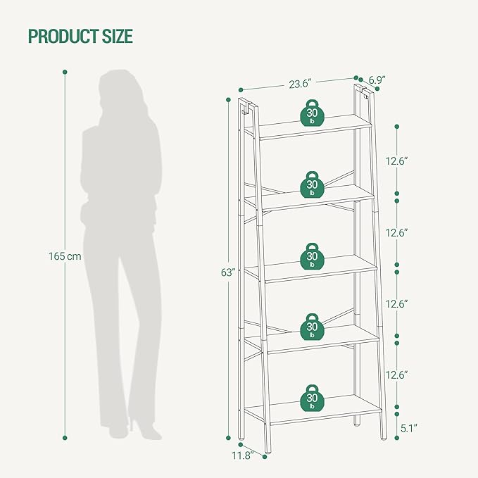 Ladder Shelf, Bookshelf Bookcase, Freestanding Corner Storage Shelve - Image 2