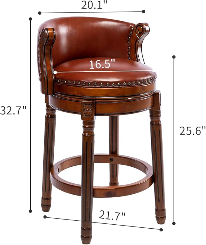 Cow top Leather Wooden Bar Stools, 29.5" Bar Height Bar Chair - Image 3