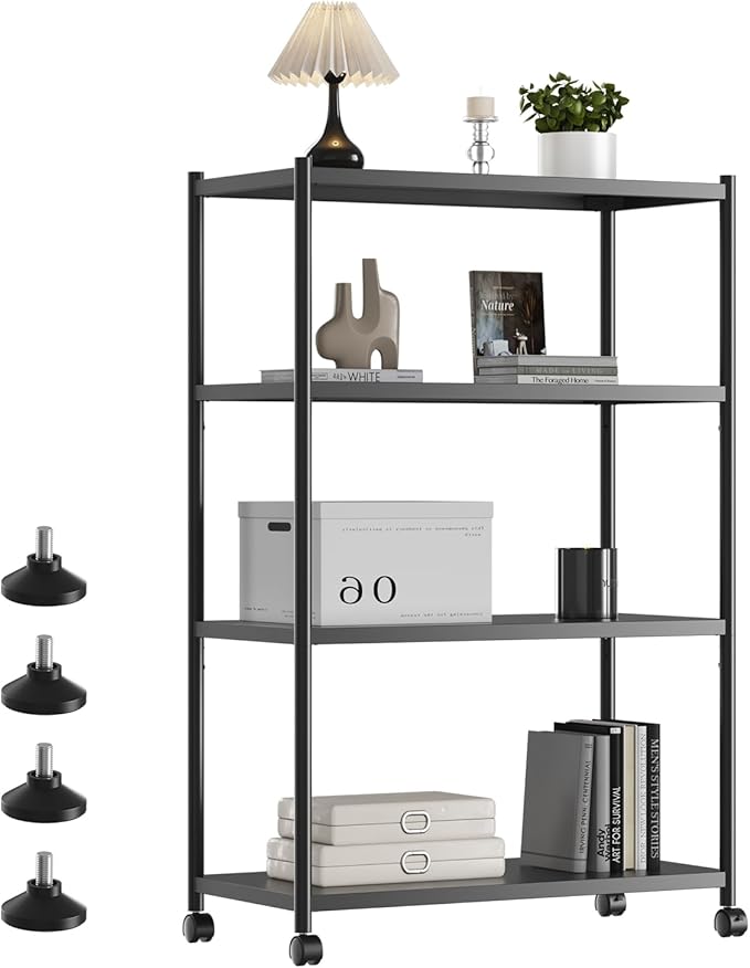 ZZL 4 Tier Bookshelf 31.49" Width, Book Organizers and Storage w/Wheels by ZZLZoneZestLifeforU