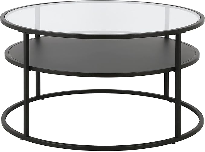 Ada 32" Wide Round Coffee Table in Blackened Bronze - Image 7